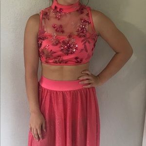 pink two piece dance costume